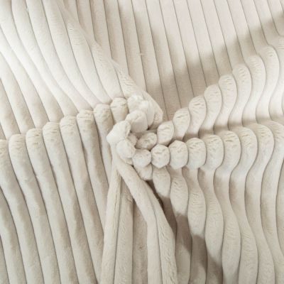 Tissu Minky côtelé d&#039;ameublement 15 mm uni Ecru - Par 10 cm