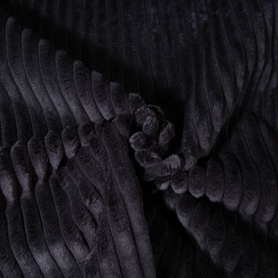 Tissu Minky côtelé d&#039;ameublement 15 mm uni Noir - Par 10 cm