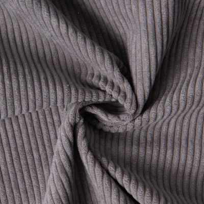 Tissu Velours d&#039;ameublement côtelé Emy uni Gris anthracite - Par 10 cm