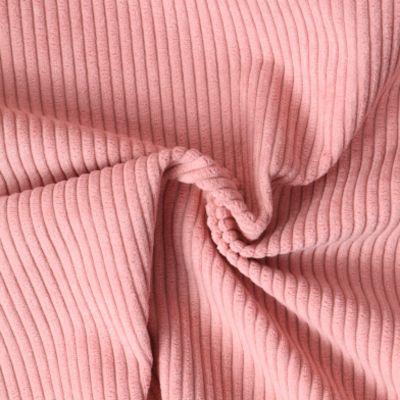 Tissu Velours d&#039;ameublement côtelé Emy uni Rose - Par 10 cm