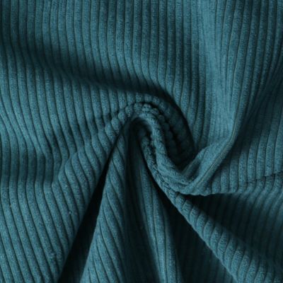 Tissu Velours d&#039;ameublement côtelé Emy uni Bleu canard - Par 10 cm