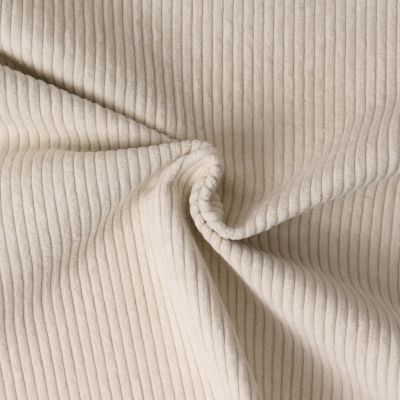 Tissu Velours d&#039;ameublement côtelé Emy uni Ecru - Par 10 cm