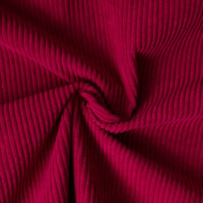 Tissu Velours d&#039;ameublement côtelé Emy uni Bordeaux - Par 10 cm