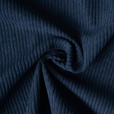 Tissu Velours d&#039;ameublement côtelé Emy uni Bleu marine - Par 10 cm