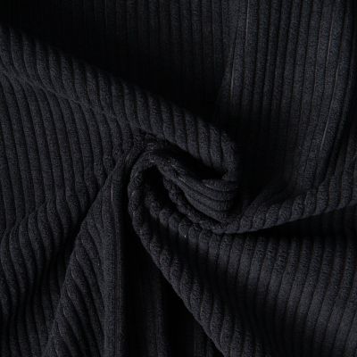 Tissu Velours d&#039;ameublement côtelé Emy uni Noir - Par 10 cm