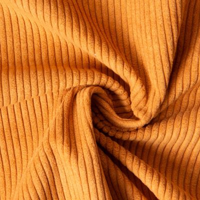 Tissu Velours d&#039;ameublement côtelé Emy uni Ocre - Par 10 cm