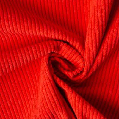 Tissu Velours d&#039;ameublement côtelé Emy uni Orange - Par 10 cm