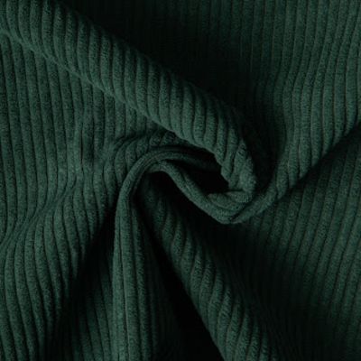 Tissu Velours d&#039;ameublement côtelé Emy uni Vert sapin - Par 10 cm