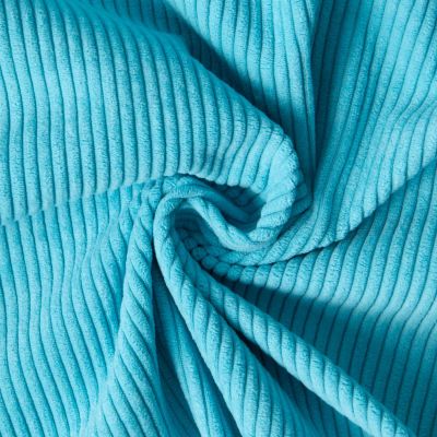 Tissu Velours d&#039;ameublement côtelé Emy uni Bleu turquoise - Par 10 cm