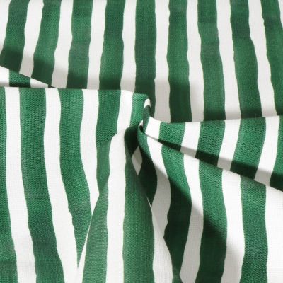 Tissu Toile extérieure déperlant Ithaque rayures aqua vertes sur fond Blanc - Par 10 cm