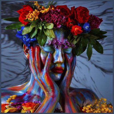 Carré Simili cuir Woman flowers