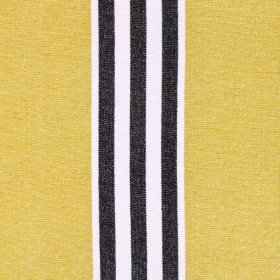 Tissu Coton Tissé Rayures noires et blanches sur fond Olive - Par 10 cm