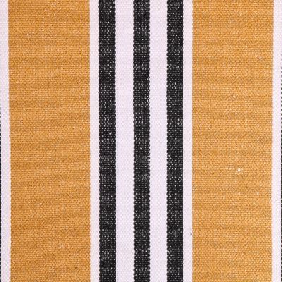 Tissu Coton Tissé Rayures noires et blanches sur fond Moutarde - Par 10 cm