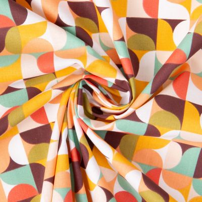 Tissu Coton imprimé Arty Mabula Pop multicolore sur fond Orange - Par 10 cm