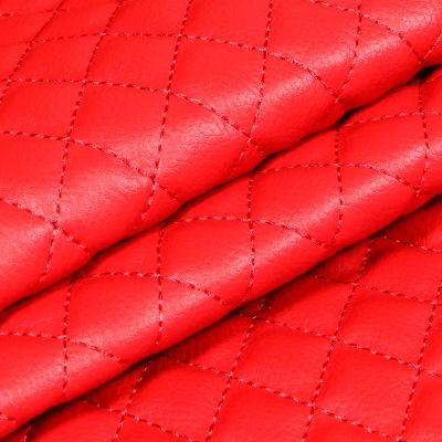 Tissu Simili cuir matelassé uni Chelsy Rouge - Par 10 cm