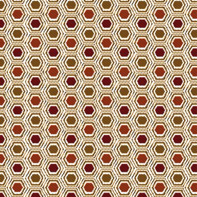 Tissu Jacquard Hexa sur fond Rouge - Par 10 cm