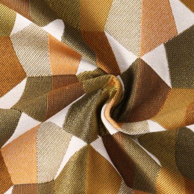 Tissu Jacquard  Mustang motif géométrique Or sur fond Vert kaki - Par 10 cm