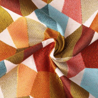 Tissu Jacquard  Mustang motif géométrique Rose sur fond Vert kaki - Par 10 cm