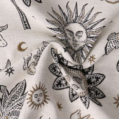 Tissu Jacquard Pygmalion motif mystique Noir sur fond Ecru - Par 10 cm