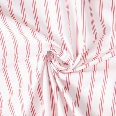 Tissu Coton imprimé Arty rayures Rouge sur fond Blanc - Par 10 cm