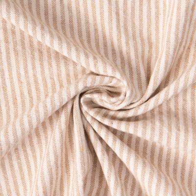Tissu Toile de Coton d&#039;ameublement Simone rayures Beige sur fond Naturel - Par 10 cm
