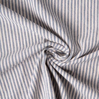 Tissu Coton d&#039;ameublement Simone rayé Bleu indigo sur fond Naturel - Par 10 cm
