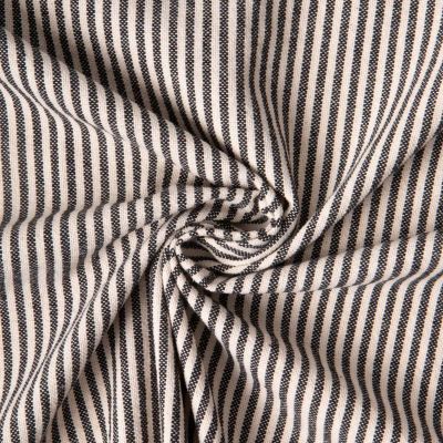 Tissu Coton d&#039;ameublement Simone rayé Noir sur fond Naturel - Par 10 cm