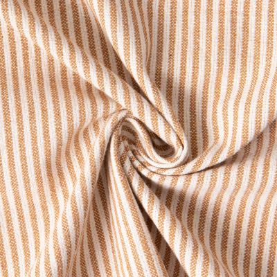 Tissu Coton d&#039;ameublement Simone rayé Ocre sur fond Ecru - Par 10 cm