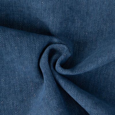Tissu Lin d’ameublement toucher velours et envers antidérapant uni Bleu denim - Par 10 cm