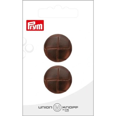 Bouton Prym Edouard effet cuir 23 mm x2 - Brun