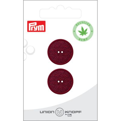 Bouton Prym Chanvre/Polyester recyclé Géométrique 20 mm x2 - Bordeaux