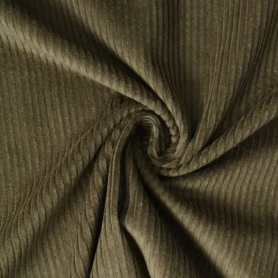Tissu Velours Grosses côtes Kaki - Par 10 cm