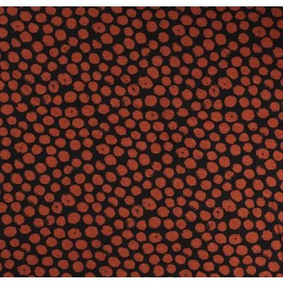 Tissu Maille Jersey Pois  brique sur fond Noir - Par 10 cm