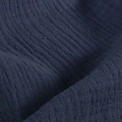 Tissu Double gaze de coton uni Bleu nocturne - Par 10 cm