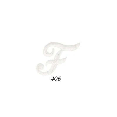 Ecusson Thermocollant Lettre Calligraphie Anglaise &quot;F&quot; Blanche