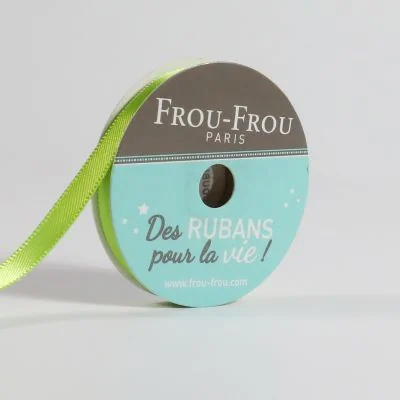 Bobinette Ruban Satin double face Frou-Frou Jardin d&#039;oliviers - 6 mm x 6 mètres