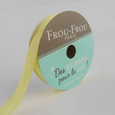 Bobinette Ruban Satin double face Frou-Frou Fleur d&#039;oliviers - 9 mm x 6 mètres