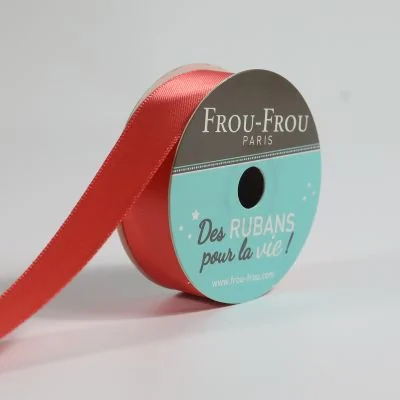 Bobinette Ruban Satin double face Frou-Frou Corail - 16 mm x 6 mètres