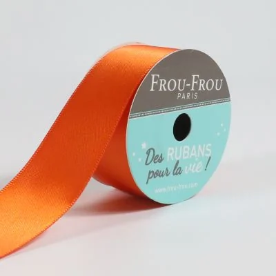 Bobinette Ruban Satin double face Frou-Frou Orange flamboyant - 25 mm x 5 mètres