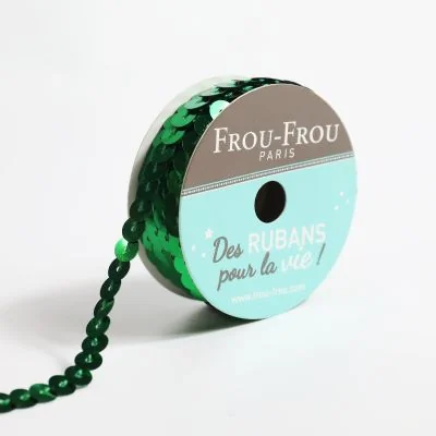 Bobinette Ruban Sequins Frou-Frou Emeraude - 6 mm x 5 mètres