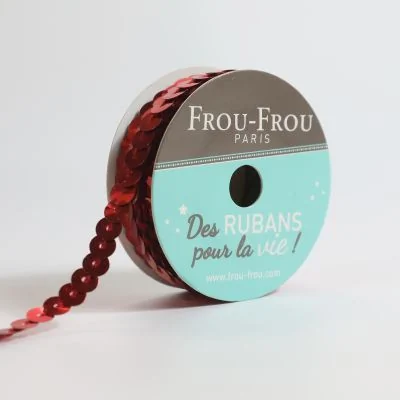 Bobinette Ruban Sequins Frou-Frou Coquelicot - 6 mm x 5 mètres