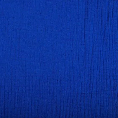 Tissu Double gaze de coton uni Bleu roi - Par 10 cm