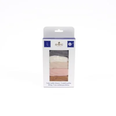 Laine cardée pour feutrage, paquet de 5 coloris Coquillage