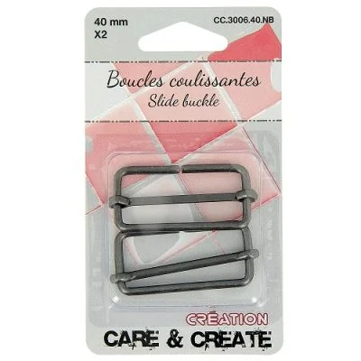 Boucle coulissante 40 mm Noir x2 - Care &amp; create