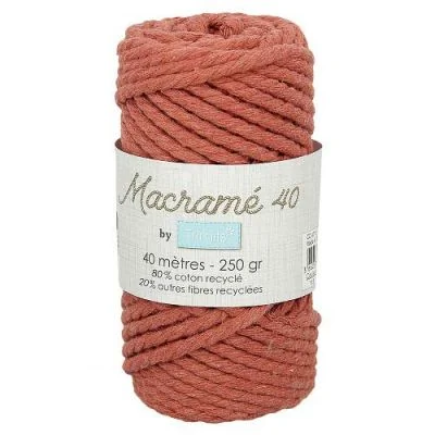 Cordon Coton Macramé 40m - Pêche foncé