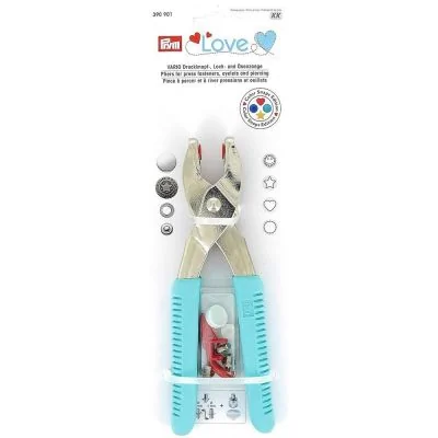Pince Prym Vario Love Turquoise avec outil de pose
