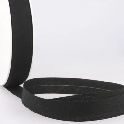 Biais replié tout textile 27 mm Noir x1m