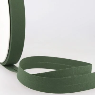 Biais replié tout textile 27 mm Vert épinard x1m