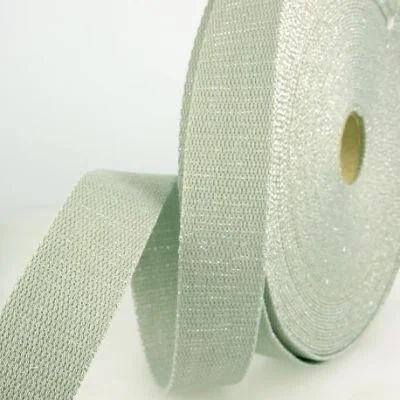 Sangle Coton 30 mm Lurex uni Vert gris x1m