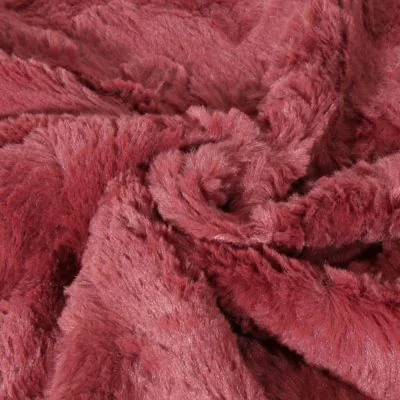Tissu Fausse fourrure Lincia sur fond Terracotta - Par 10 cm